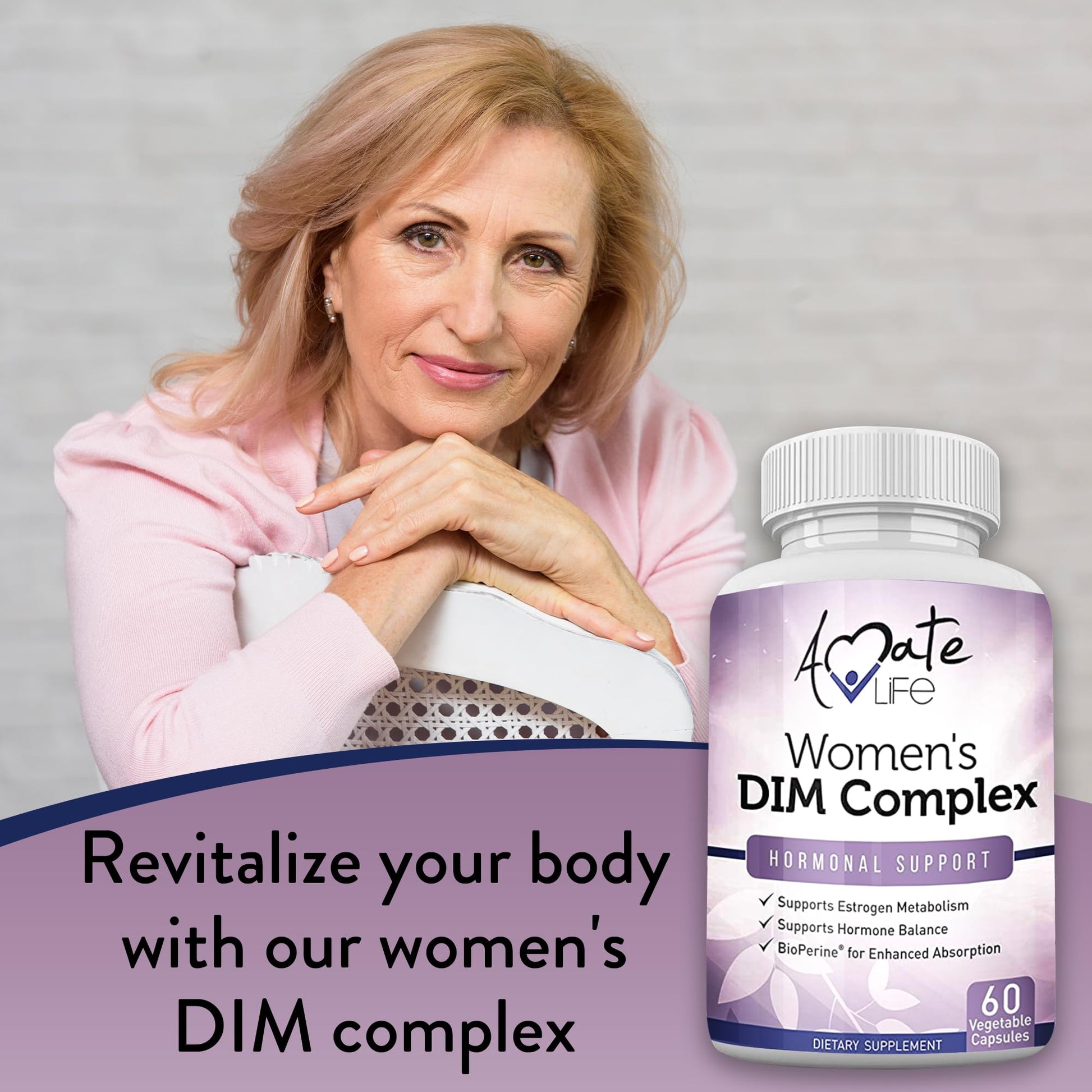Women’s DIM Complex 150mg - Bioperine Estrogen Balancing Pills for Menopause & Hot Flashes Relief Amate Life
