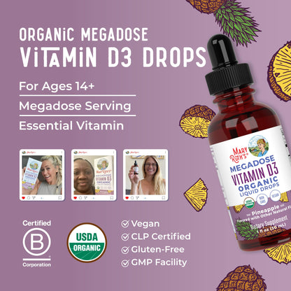 MaryRuth Organics Vitamin D3 Liquid Drops | Megadose 4000 IU | USDA Organic Liquid Vitamin D Spray for Adults & Kids | Immune Support & Bone Health | Vegan | Gluten Free | Non-GMO | 30 Servings MARYRUTH'SBuy Supplements Australia