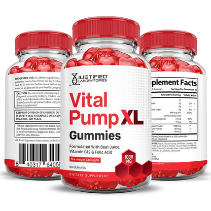 Justified Laboratories (5 Pack) Vital Pump XL Performance Gummies 1000MG Advanced Formula Vital PumpXL Formulated with Beet Juice ACV Pomegranate Beet Powder B12 Vegan Non GMO 300 Gummys Justified Laboratories buy supplements Au