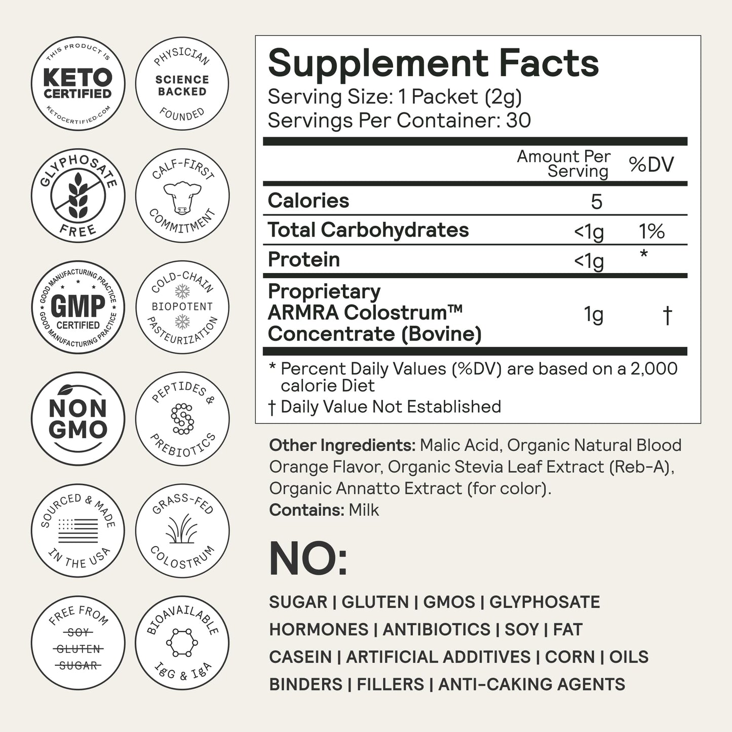 ARMRA Colostrum™ Premium Powder, Grass Fed, Gut Health Bloating Immunity Skin & Hair, Contains 400+ Bioactive Nutrients, Potent Bioavailable, Keto, Gluten & Fat Free (Blood Orange 30｜Blood Orange 60) ARMRABuy Supplements Australia
