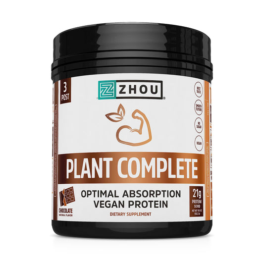 Zhou Nutrition Plant Based Vegan Protein Powder, Best Absorption Digest Score, Complete Zhou Nutrition