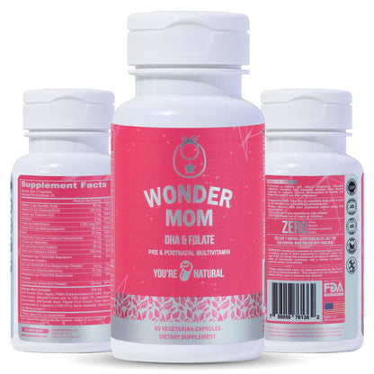 YOU'RE NATURAL Prenatal and Postnatal Vitamins for Women with Folate, DHA, Probiotics YOU'RE NATURAL