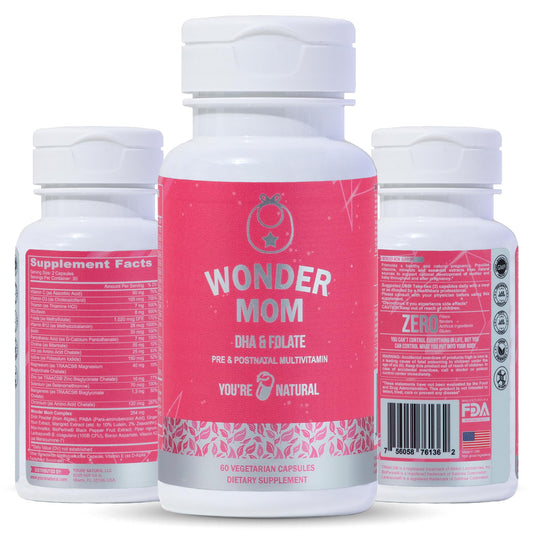 YOU'RE NATURAL Prenatal and Postnatal Vitamins for Women with Folate, DHA, Probiotics YOU'RE NATURAL