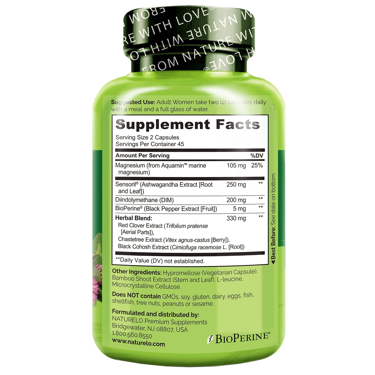 NATURELO Menopause Support, Advanced Multi-Symptom Formula w/Soothing Herbal Blend NATURELO