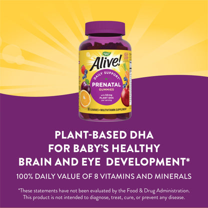 Nature's Way Alive! Prenatal Gummies with DHA, Supports Baby's Eye and Brain Development Nature's Way