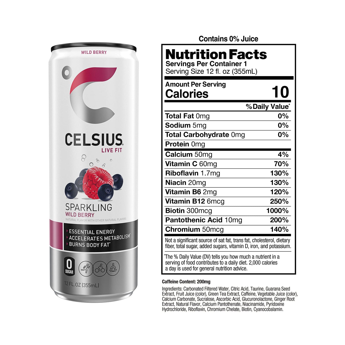 CELSIUS Sparkling Wild Berry, Functional Essential Energy Drink 12 Fl Oz (Pack of 12) CELSIUSBuy Supplements Australia
