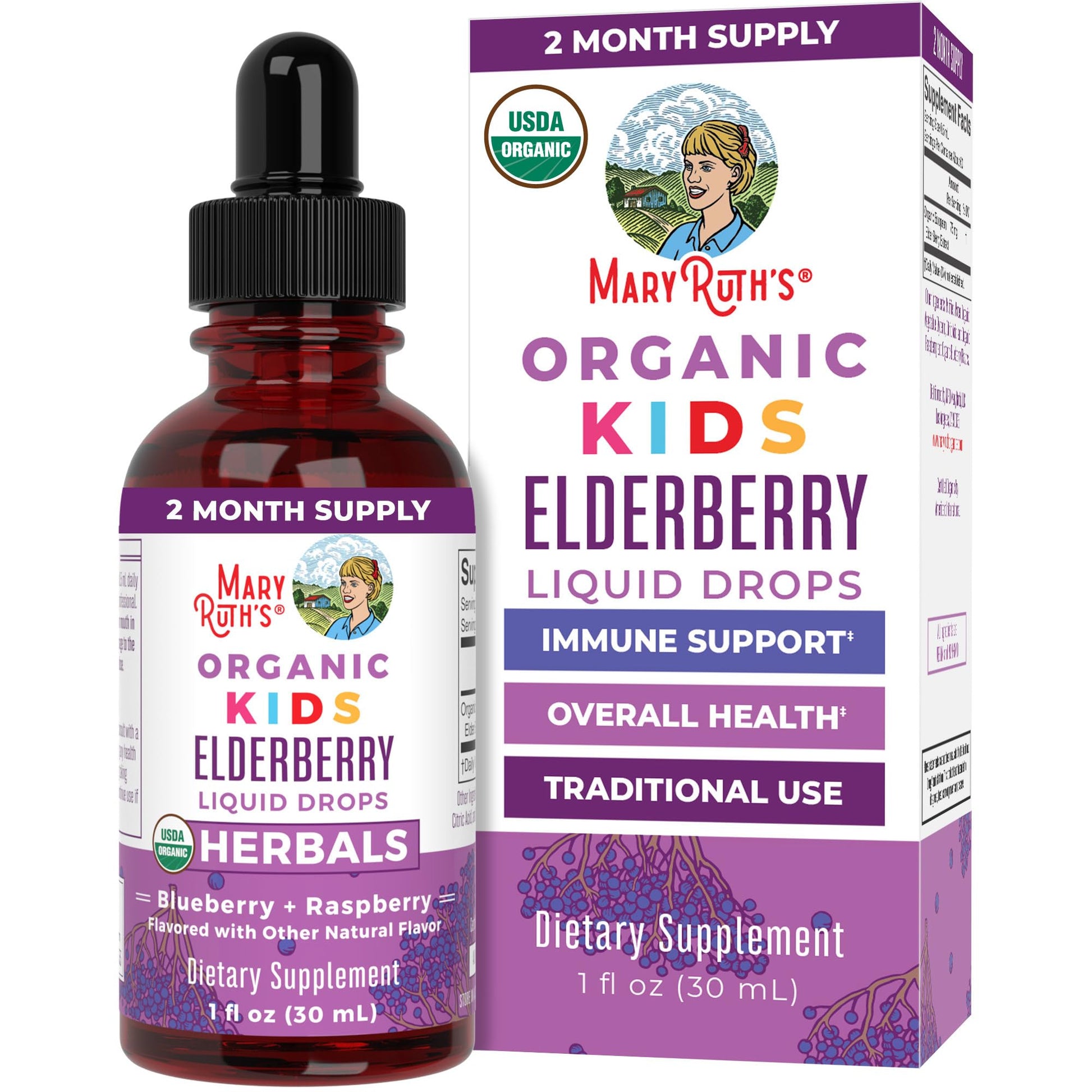 MaryRuth Organics USDA Organic Elderberry Liquid Drops for Kids | Vegan Elderberry Extract Organic Glycerin | Immune Support Supplement | Overall Health | Formulated for Ages 4-13 | 1oz MARYRUTH'SBuy Supplements Australia