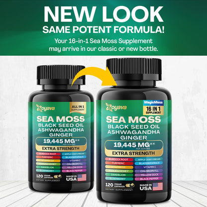 Zoyava Sea Moss 7000mg Black Seed Oil 4000mg Ashwagandha 2000mg Turmeric Zoyava