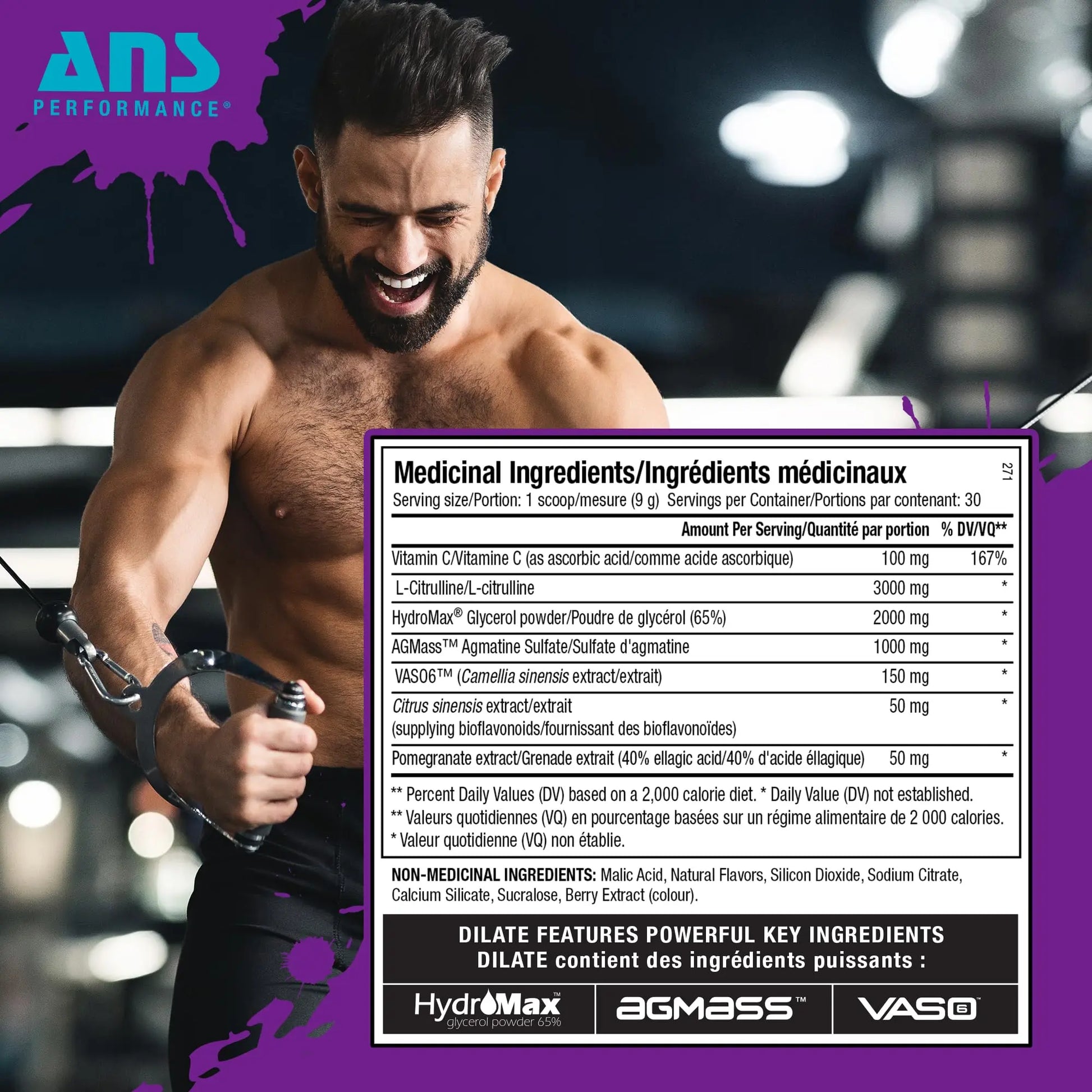 ANS Performance Dilate Pump PreWorkout Powder - Dietary Supplement - Maximizes ANS Performance