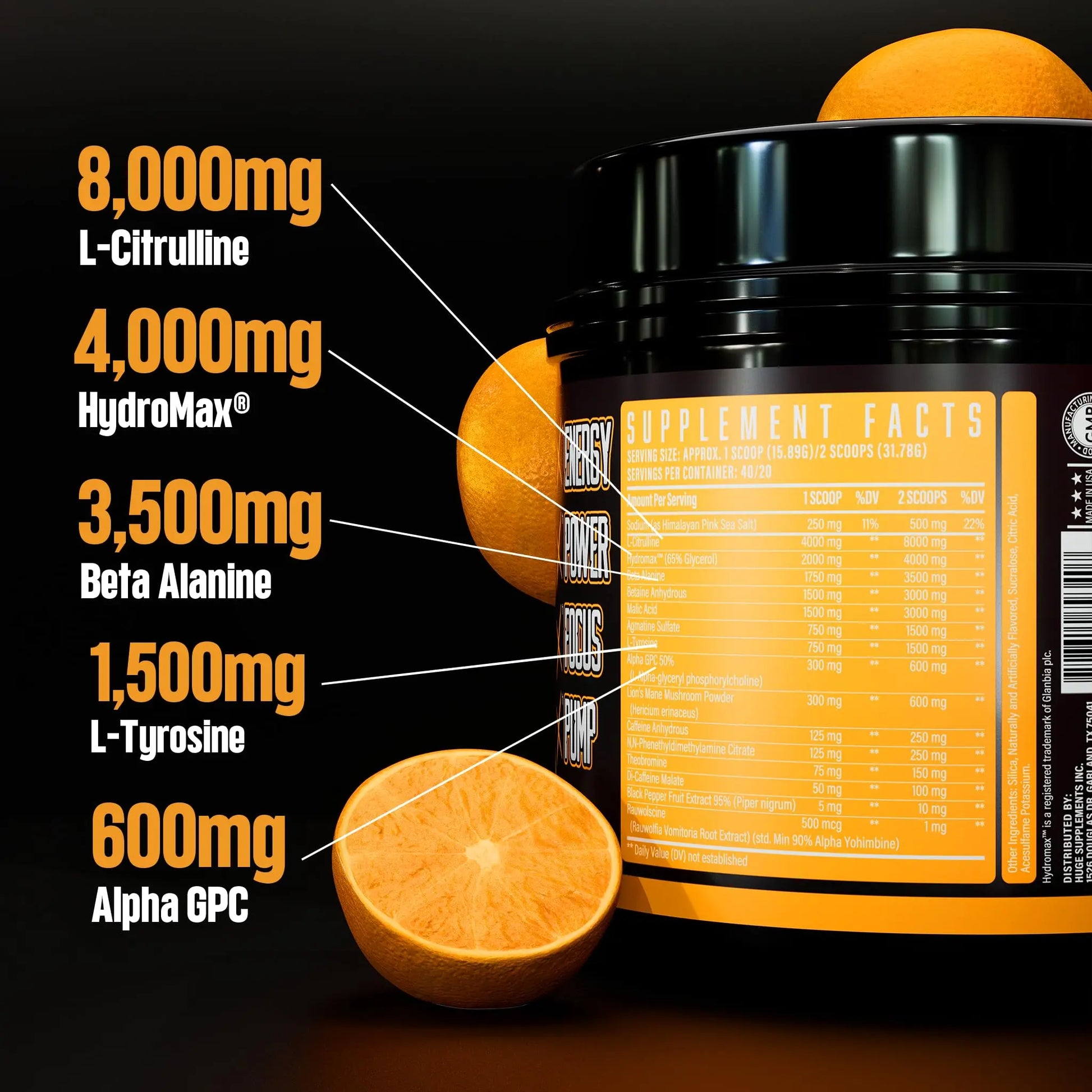 Huge Supplements Wrecked Pre-Workout, 30G+ Ingredients Per Serving to Boost Energy Huge Supplements