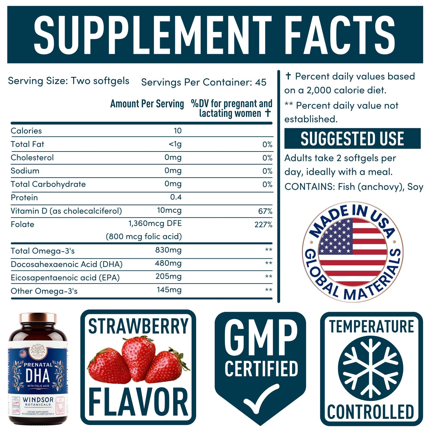 WINDSOR BOTANICALS Male Fertility Supplement and DHA with Folic Acid Prenatal Bundle WINDSOR BOTANICALS