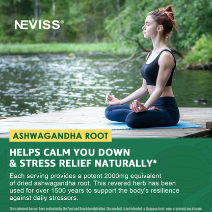 NEVISS Ashwagandha Gummies 2000mg, Feel Refreshed, Plus Proprietary Blend with L-Theanine, 5-HTP, Lemon Balm, Magnesium for Calm, Zzzs & Relaxation Support, 120 Count NEVISSBuy Supplements Australia