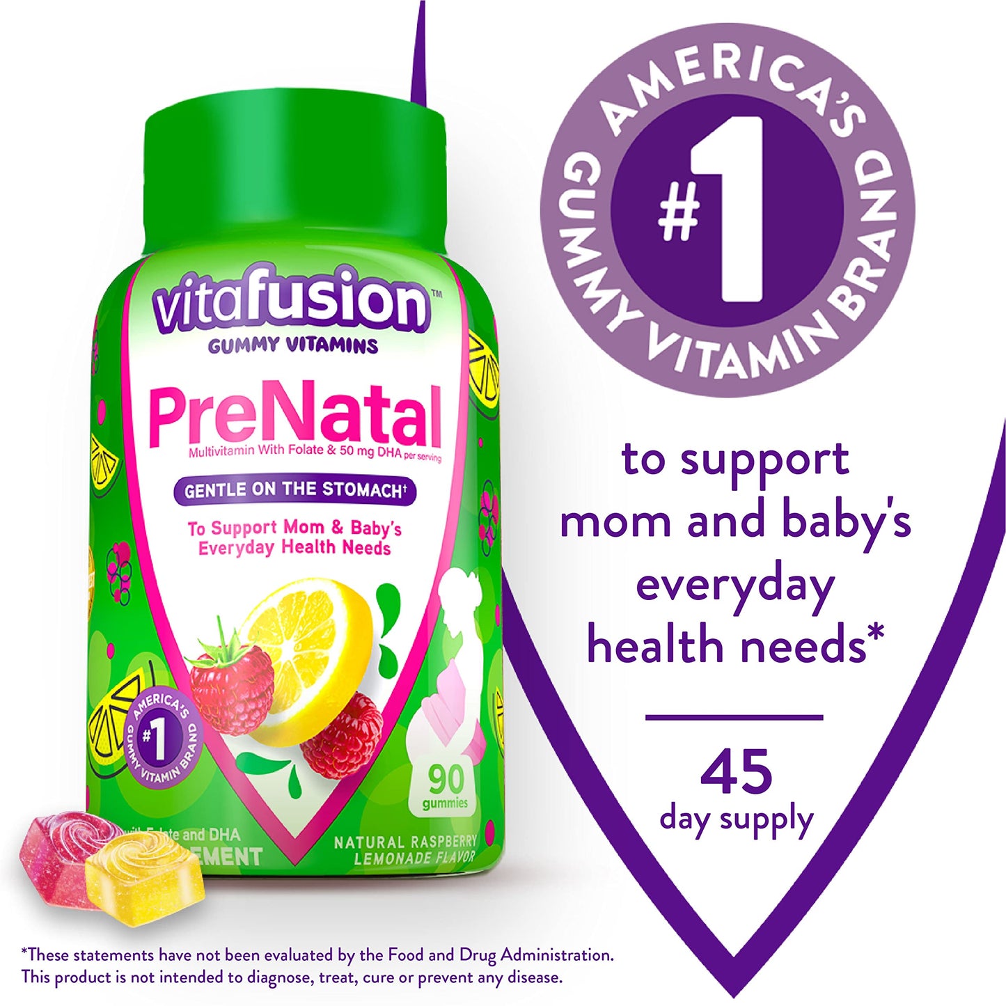 Vitafusion PreNatal Gummy Vitamins, Raspberry Lemonade Flavored, Pregnancy Vitamins & Palmer's Vitafusion