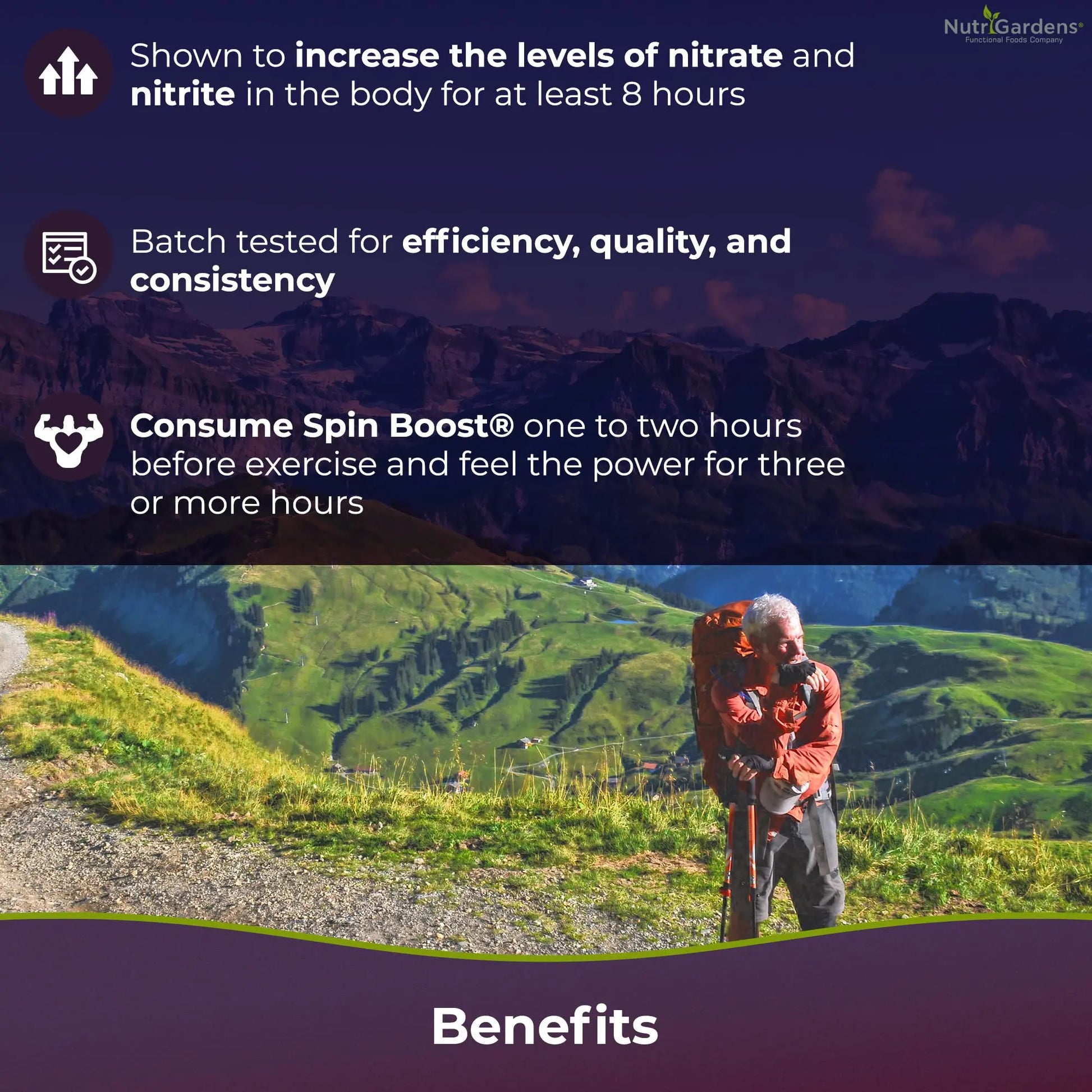 Nutrigardens Spin Boost Nitric Oxide Red Spinach Nitrate Pre-Workout Powder Concentrated Nutrigardens