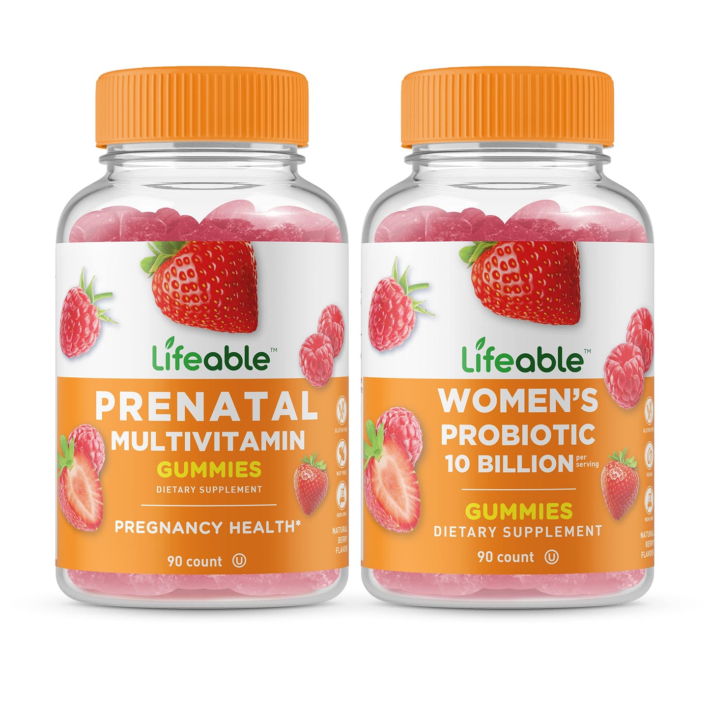 Lifeable Women's Prenatal Multivitamin + Probiotic 10 Billion, Gummies Bundle - Great Tasting Lifeable