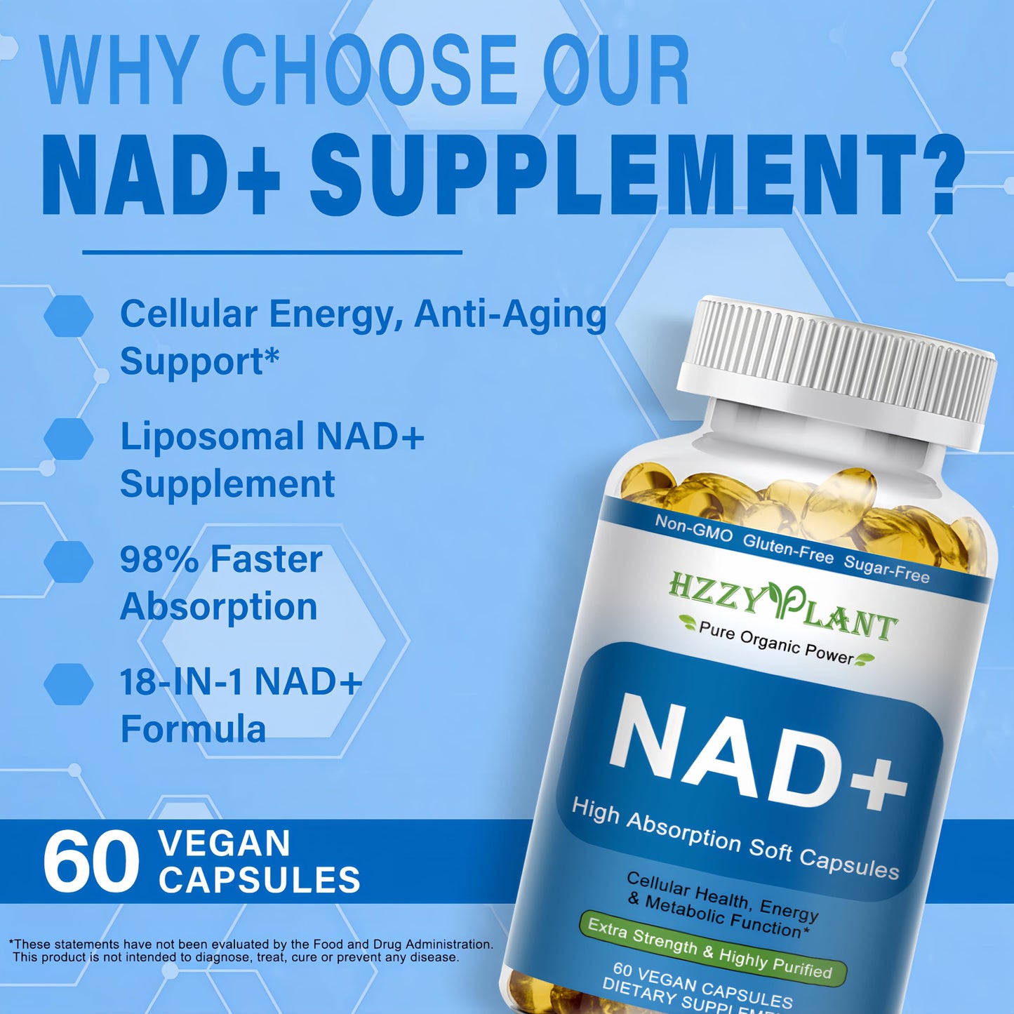 HZZYPLANT NAD+ Supplement, High Absorption NAD Supplements for Women for Cellular Energy Immune Focus Health, NAD Resveratrol Softgel Capsules, NAD Liquid Softgels Supplement, Non-GMO, 2 Month Supply HZZYPLANTBuy Supplements Australia