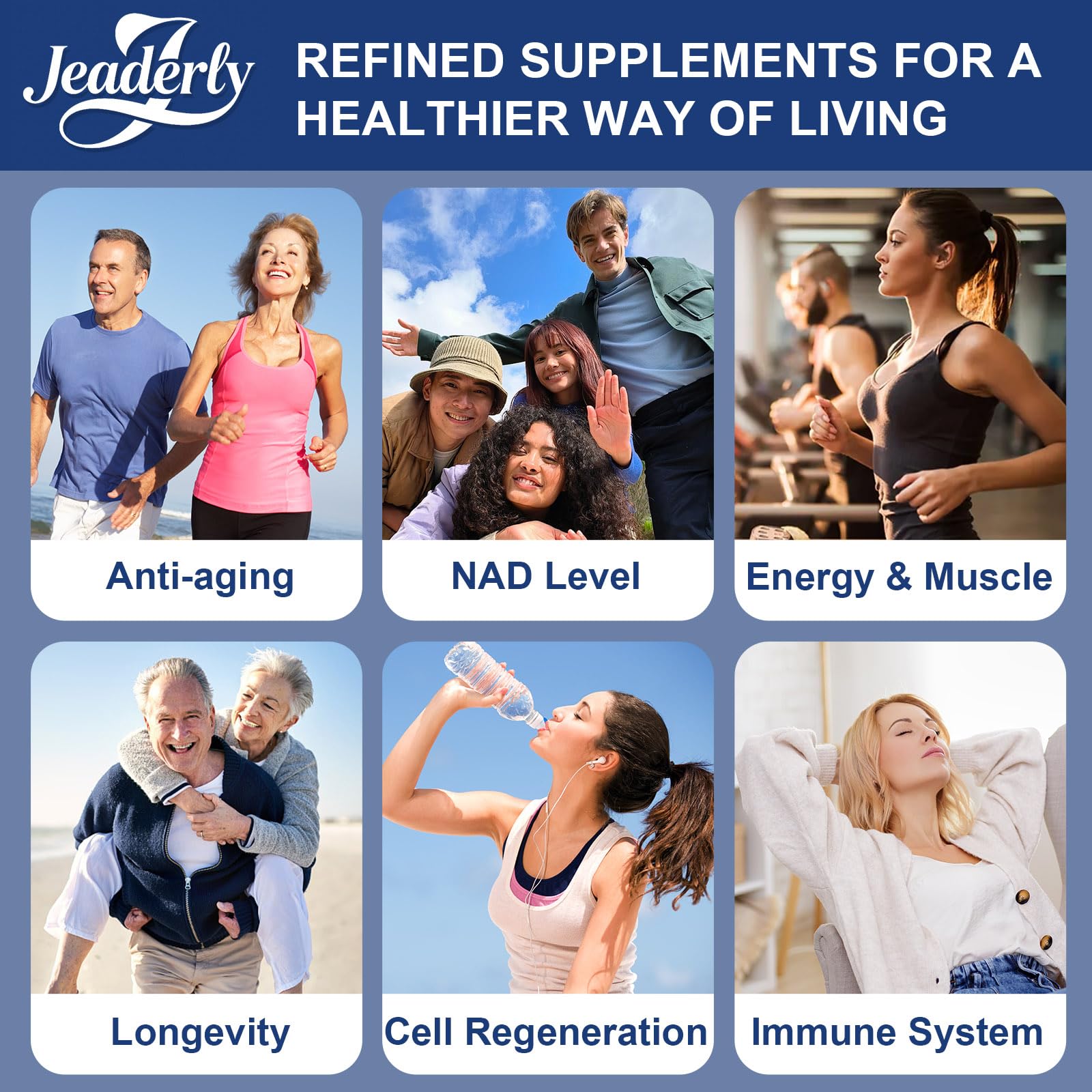 Jeaderly 1100mg NMN & Trans-Resveratrol, 3-in-1 Supplement, 60 Veggie Capsules – Supports NAD+ Boost*, Cellular Energy, Immune Function, Muscle Health & Anti-Aging, 30-Day Supply JeaderlyBuy Supplements Australia