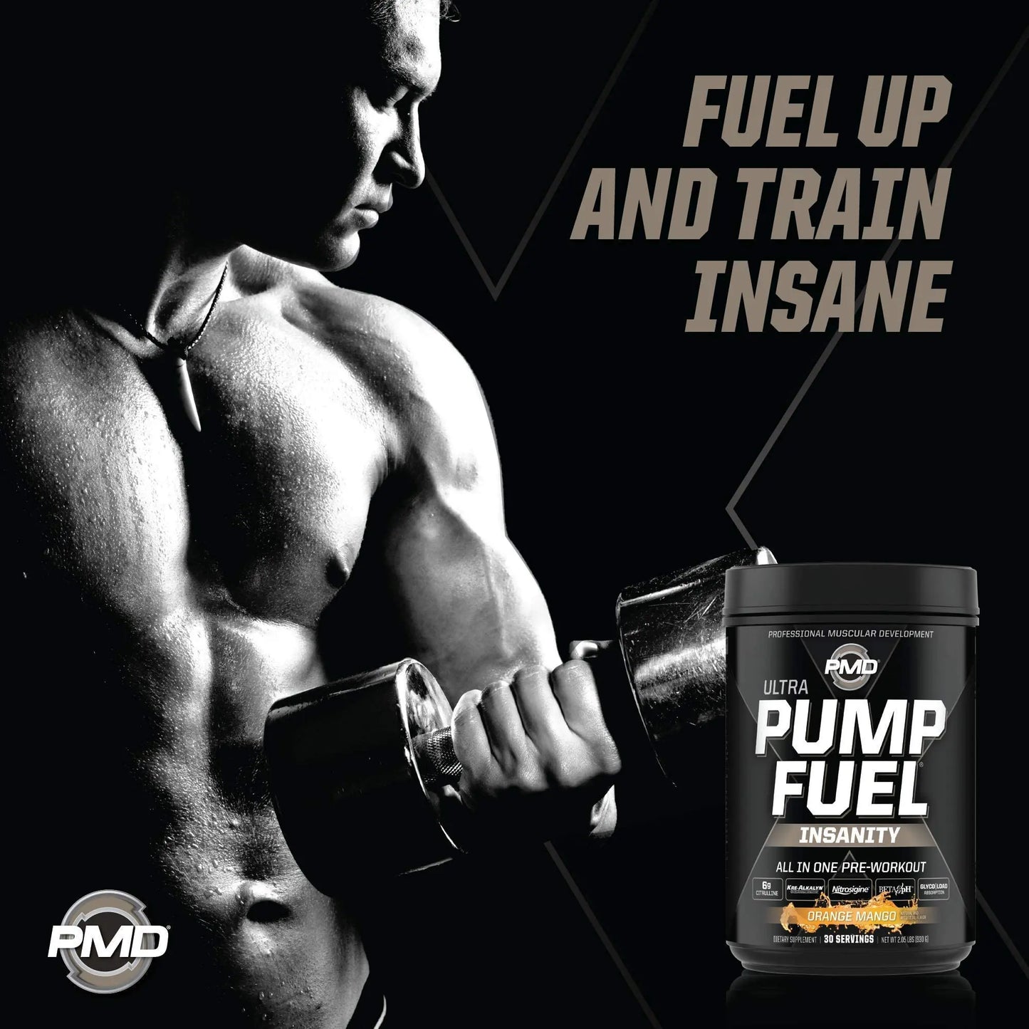 PMD Sports Ultra Pump Fuel Insanity - Pre Workout - Tropical Orange Mango (30 Servings) PMD