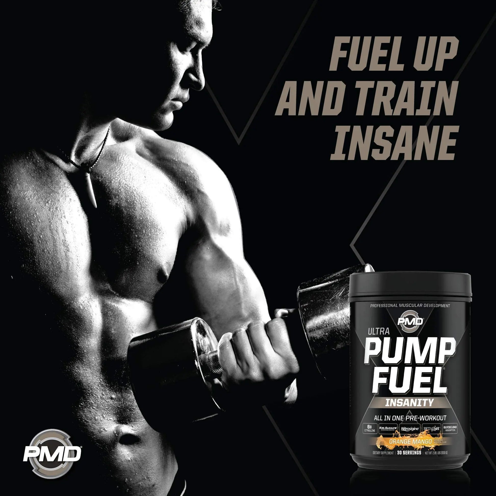 PMD Sports Ultra Pump Fuel Insanity - Pre Workout - Tropical Orange Mango (30 Servings) PMD