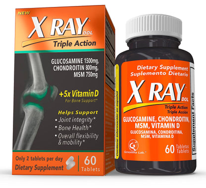 X Ray Dol Triple Action Joint Health Supplement, with 5X Vitamin D, Glucosamine 1500mg X Ray Dol