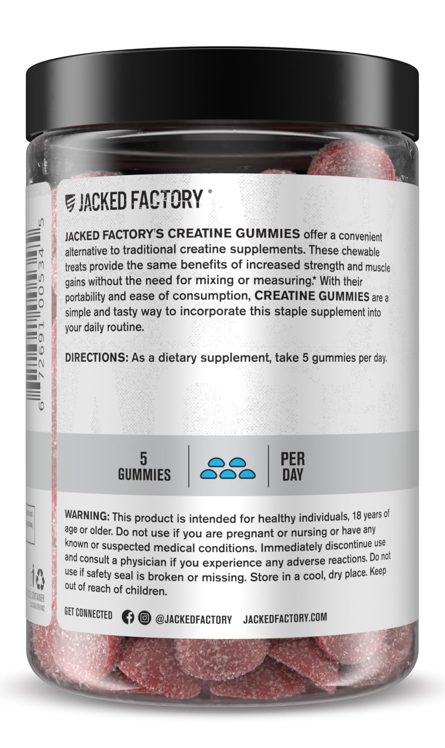 Jacked Factory Creatine Gummies 5g Daily Dose (1g per Gummy) - Creatine Gummy for Men and Women, Vegan-Friendly, Travel-Friendly, Third-Party Tested - 150 Gummies, Blue Raspberry Jacked FactoryBuy Supplements Australia