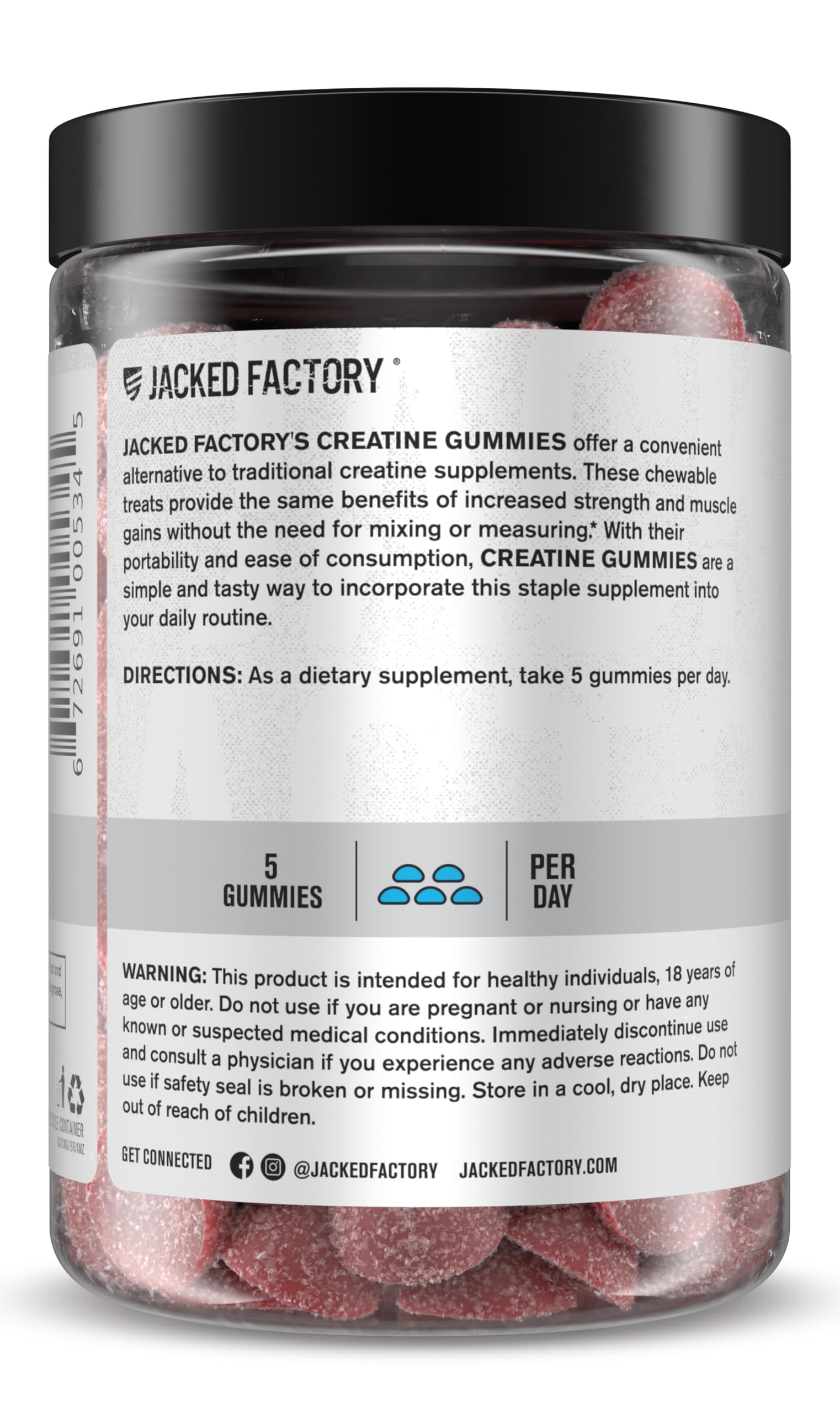 Jacked Factory Creatine Gummies 5g Daily Dose (1g per Gummy) - Creatine Gummy for Men and Women, Vegan-Friendly, Travel-Friendly, Third-Party Tested - 150 Gummies, Blue Raspberry Jacked FactoryBuy Supplements Australia