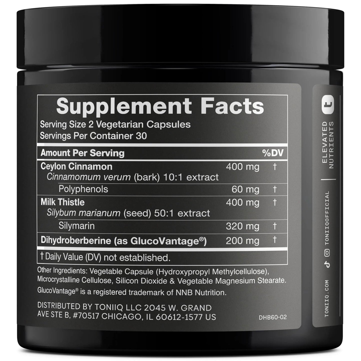 Toniiq Dihydroberberine Supplement - Ultra High Potency 1,000mg Formula with GlucoVantage, 10:1 Ceylon Cinnamon & 50:1 Milk Thistle - Third-Party Lab Tested Toniiq buy supplements Au