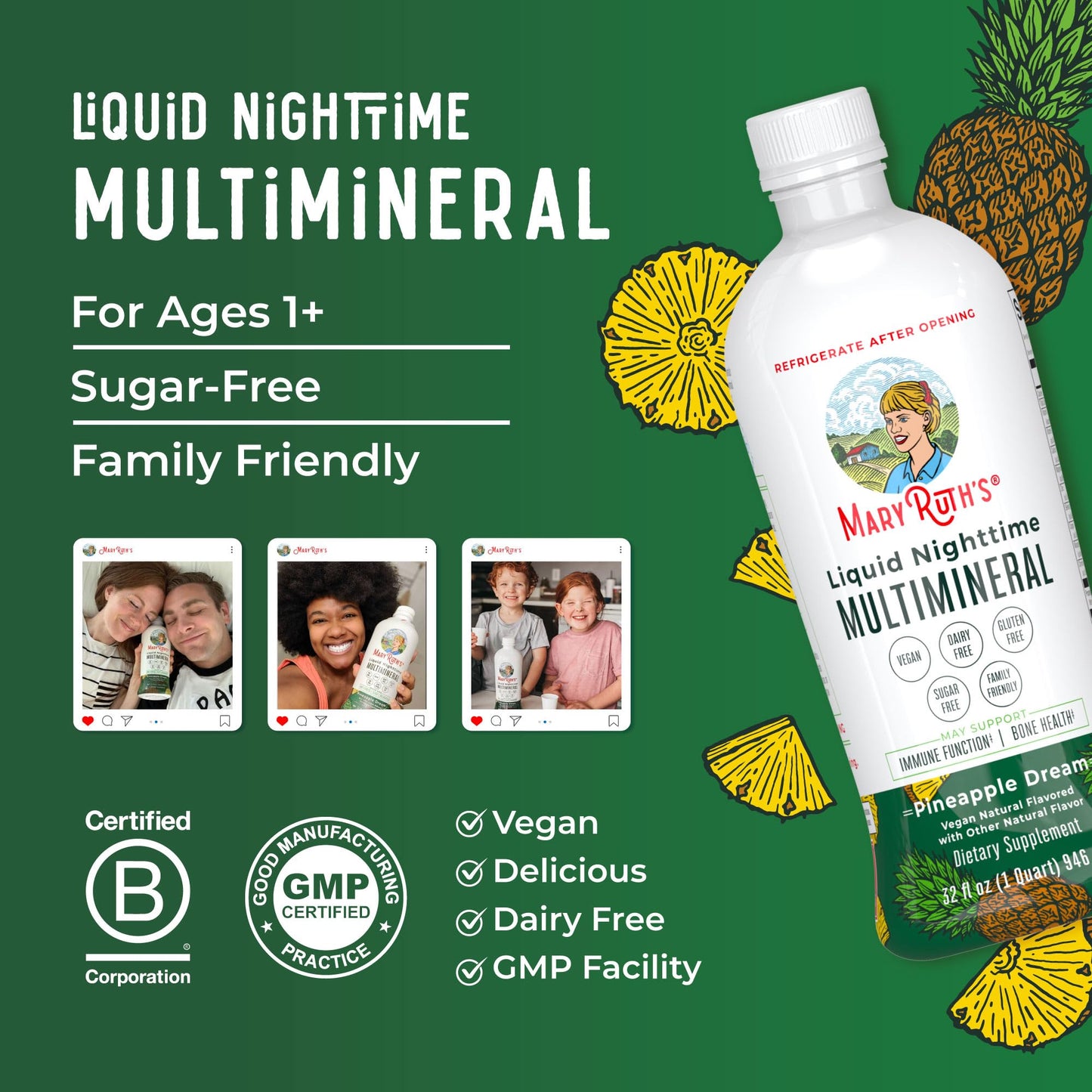 MaryRuth Organics Liquid Nighttime Multimineral | NO Melatonin | Magnesium Citrate | Calcium | Zinc | Vitamin D3| Available in 4 Flavors | Vegan | Sugar Free | Gluten Free | 32 Oz MARYRUTH'SBuy Supplements Australia
