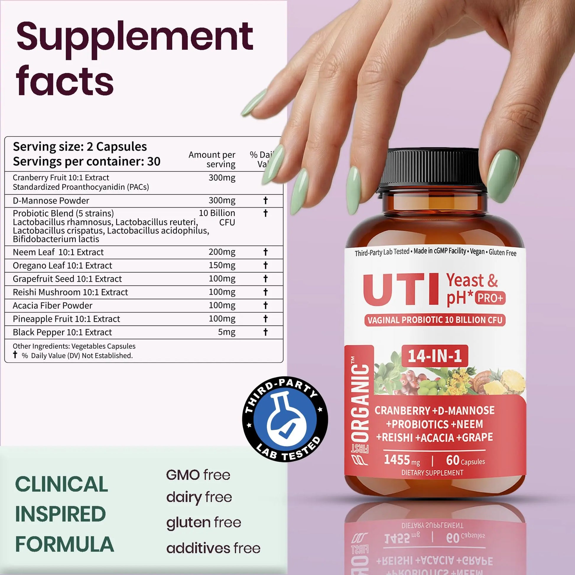 UTI Flora & Odor Pro+ & UTI Yeast & pH Pro+ | Pack of 2 | Vaginal Probiotics for Feminine Hydration & Freshness Support | Third-party Tested, cGMP Facility, Vegan, Non-GMO, Gluten-Free | 60+60 Caps FIRSTORGANIC buy supplements Au