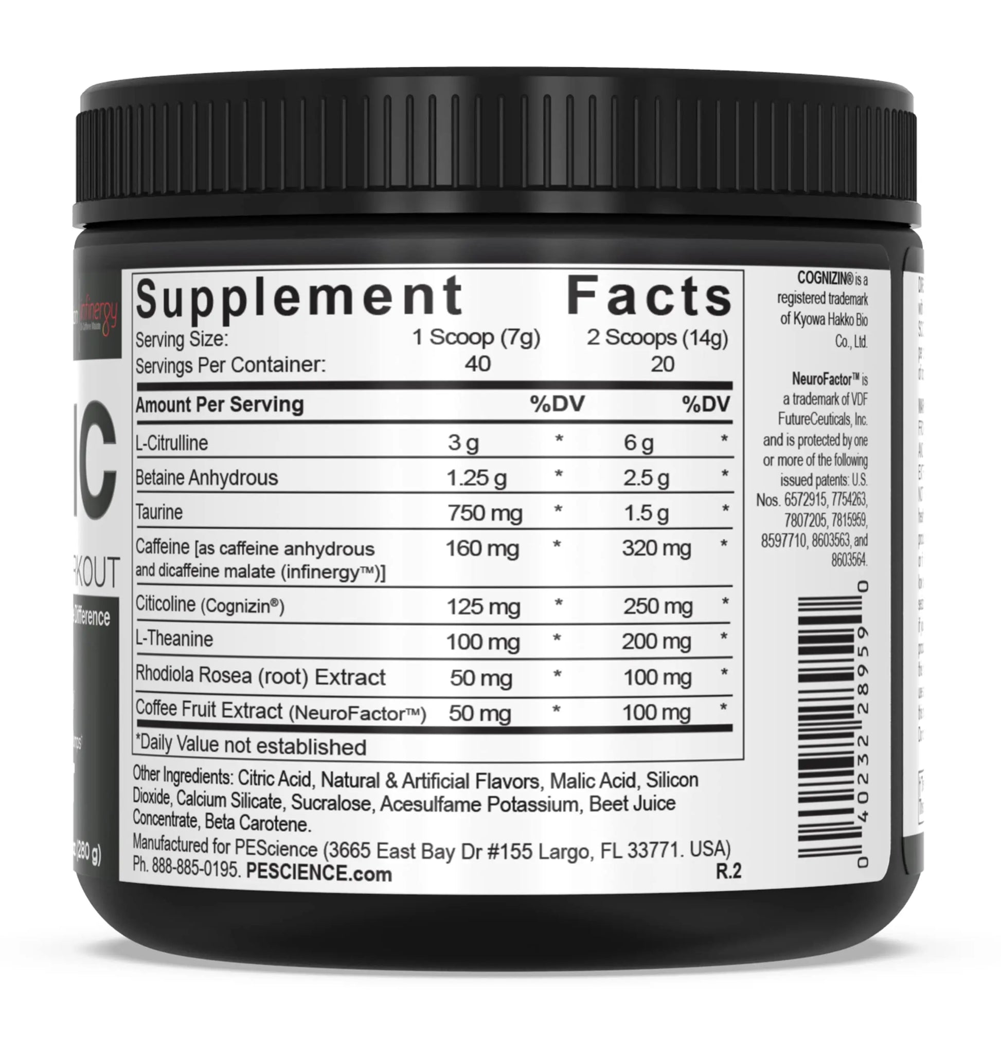 PEScience Prolific Pre Workout Powder, Sour Peach Candy, 40 Scoop, Energy Supplement PEScience