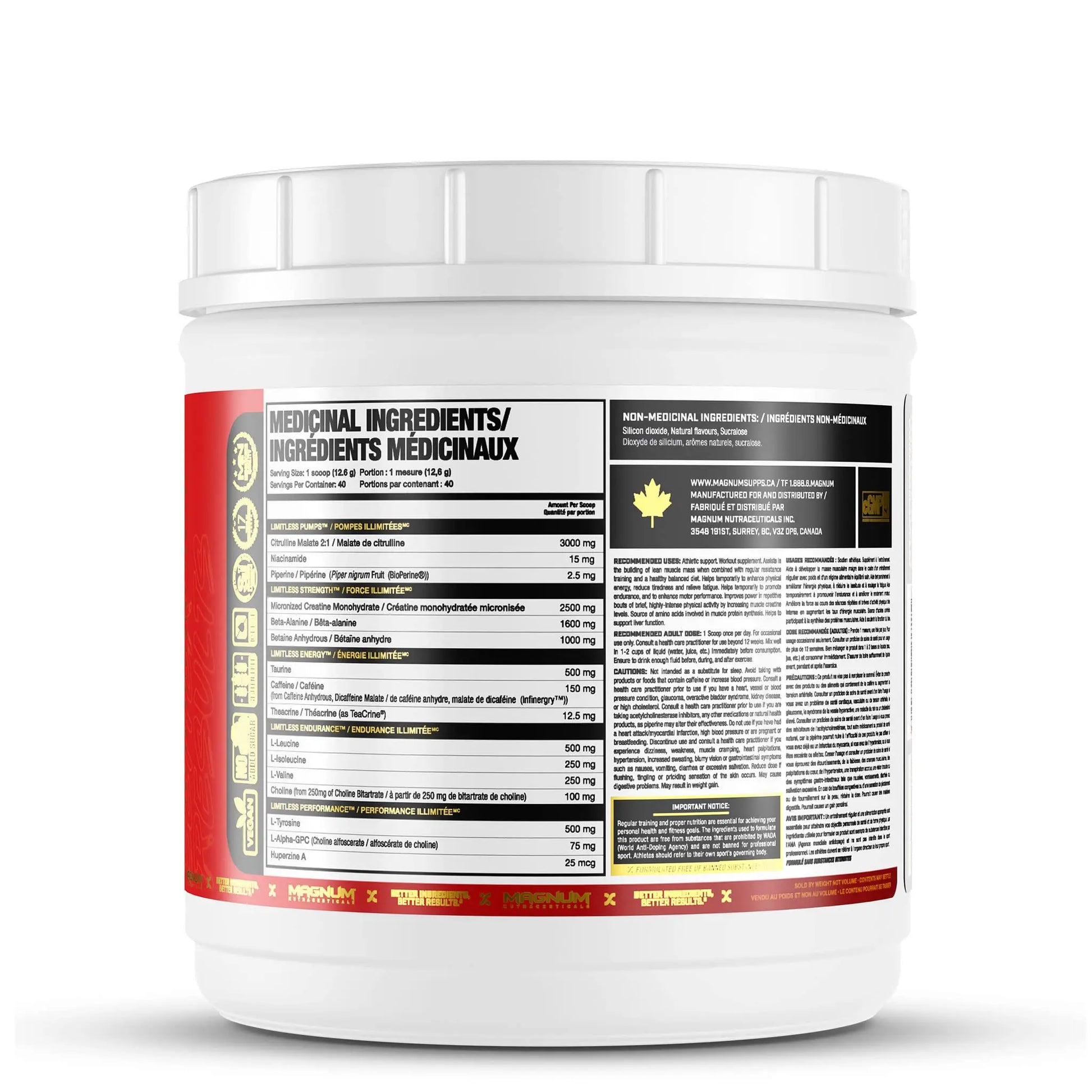 LIMITLESS Magnum 504g - Muscle Workout Powder, Sport Pre Workout for Men and Women LIMITLESS