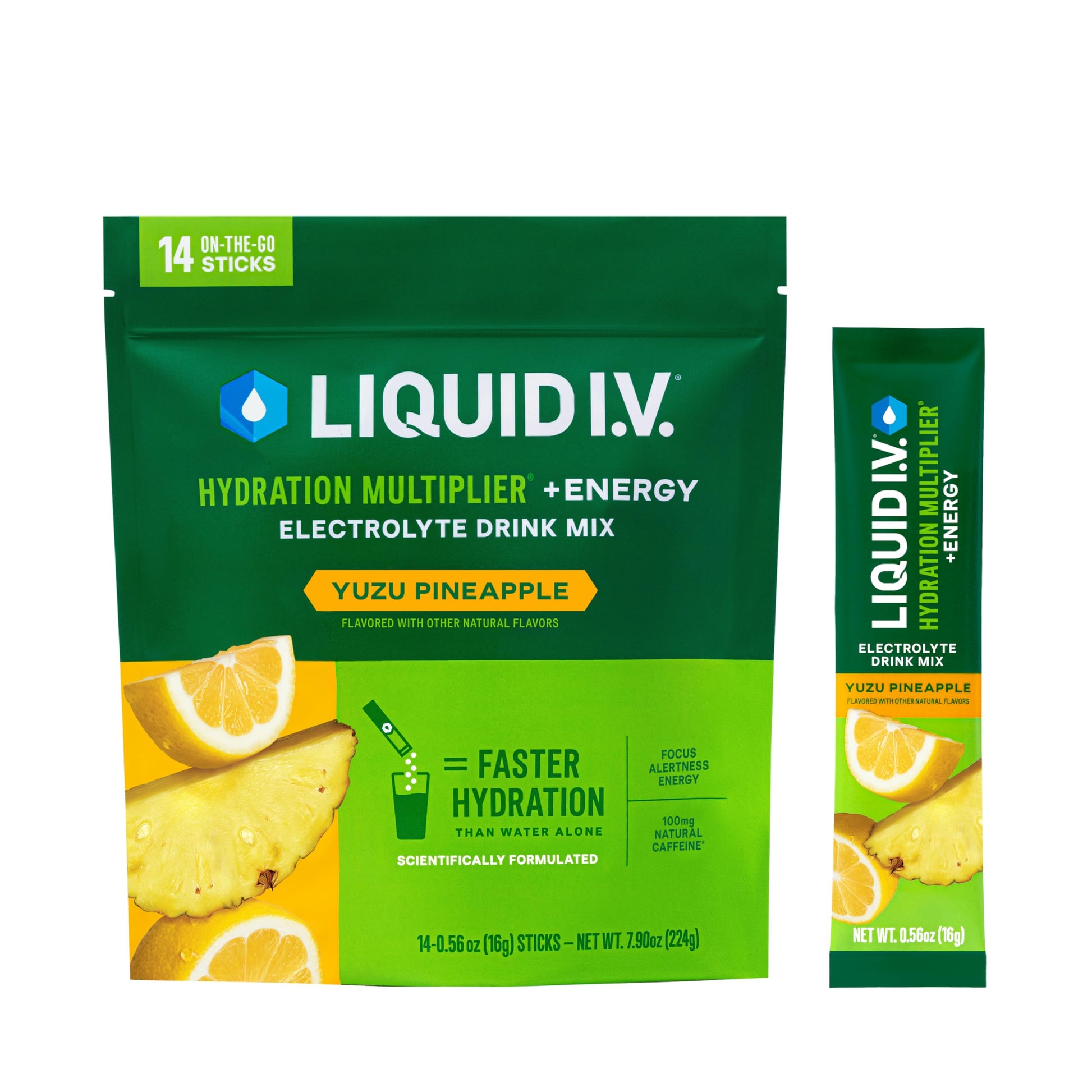 Liquid I.V.® Hydration Multiplier +Energy - Yuzu Pineapple | Electrolyte Powder Drink Mix | 1 Pack (14 Servings) Liquid I.V.Buy Supplements Australia