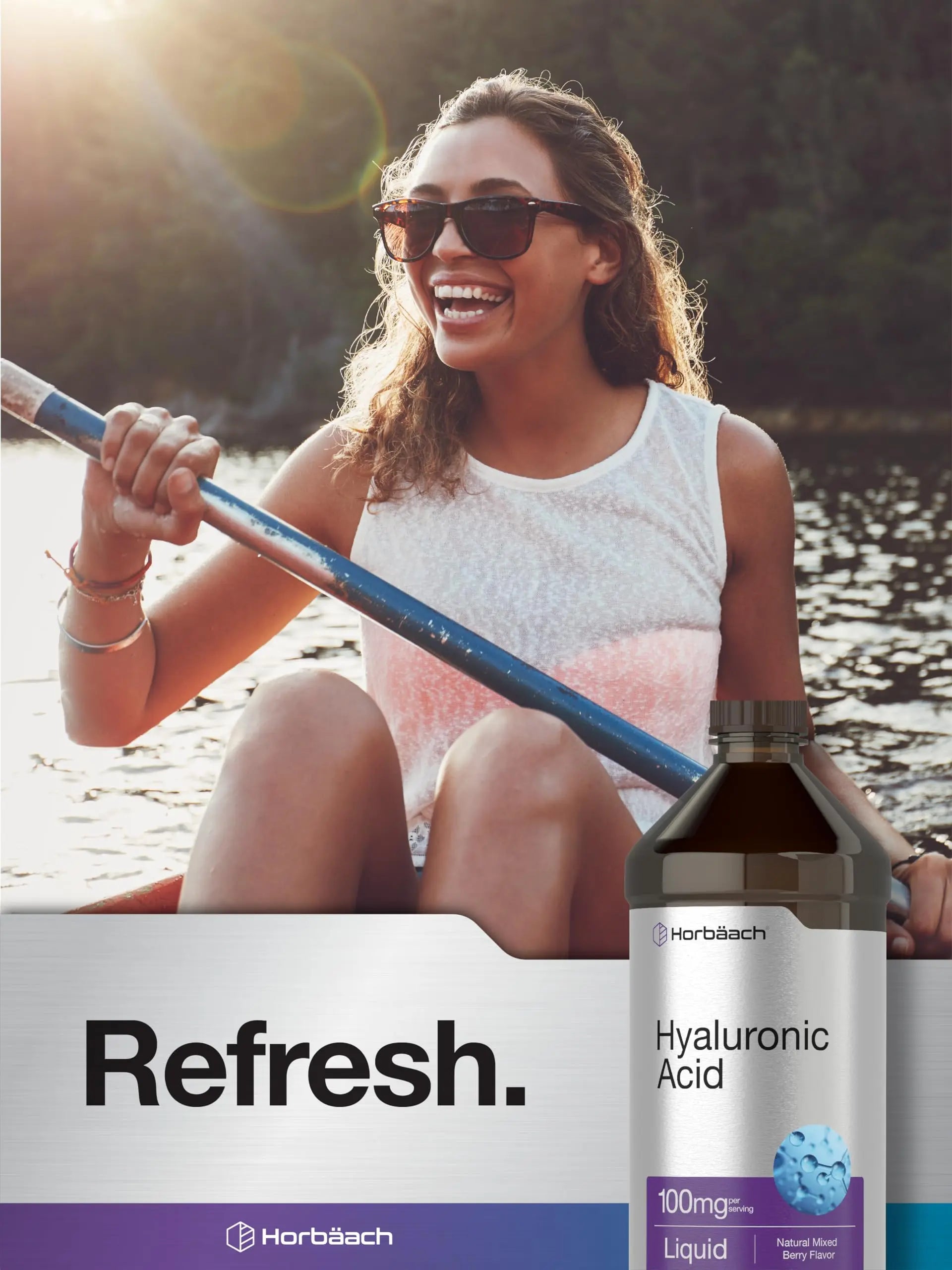 Liquid Hyaluronic Acid Supplement | 100 mg | 16 oz | Mixed Berry Flavor | Non-GMO Horbäach