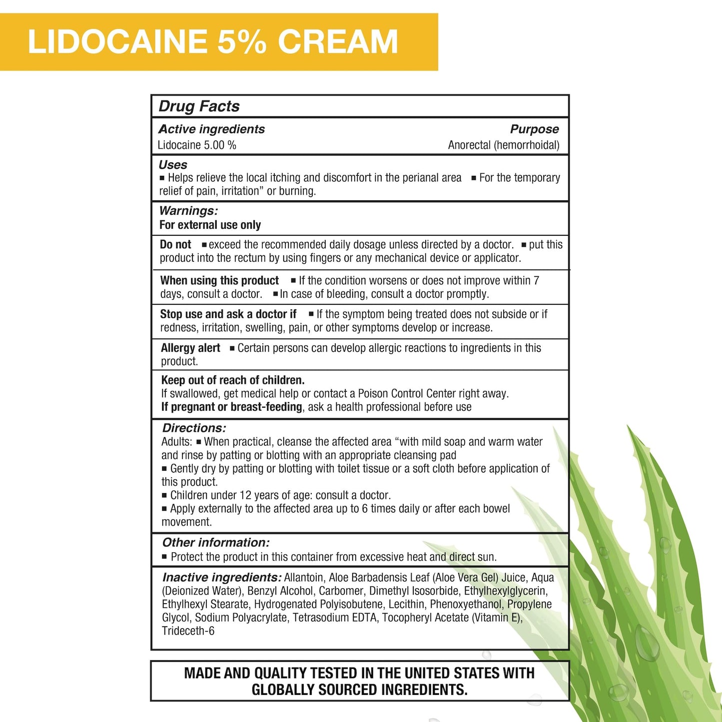 Puregen Labs Lidocaine 5% Anorectal (hemorrhoidal) Cream Maximum Strength | Enriched with Aloe-Vera | 6 Oz P Puregen Labs buy supplements Au
