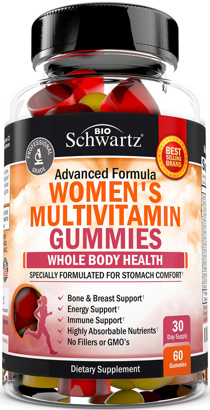 Women's Multivitamin Gummies with A C B6 B12 D & E Vitamins for Immune Support BioSchwartz