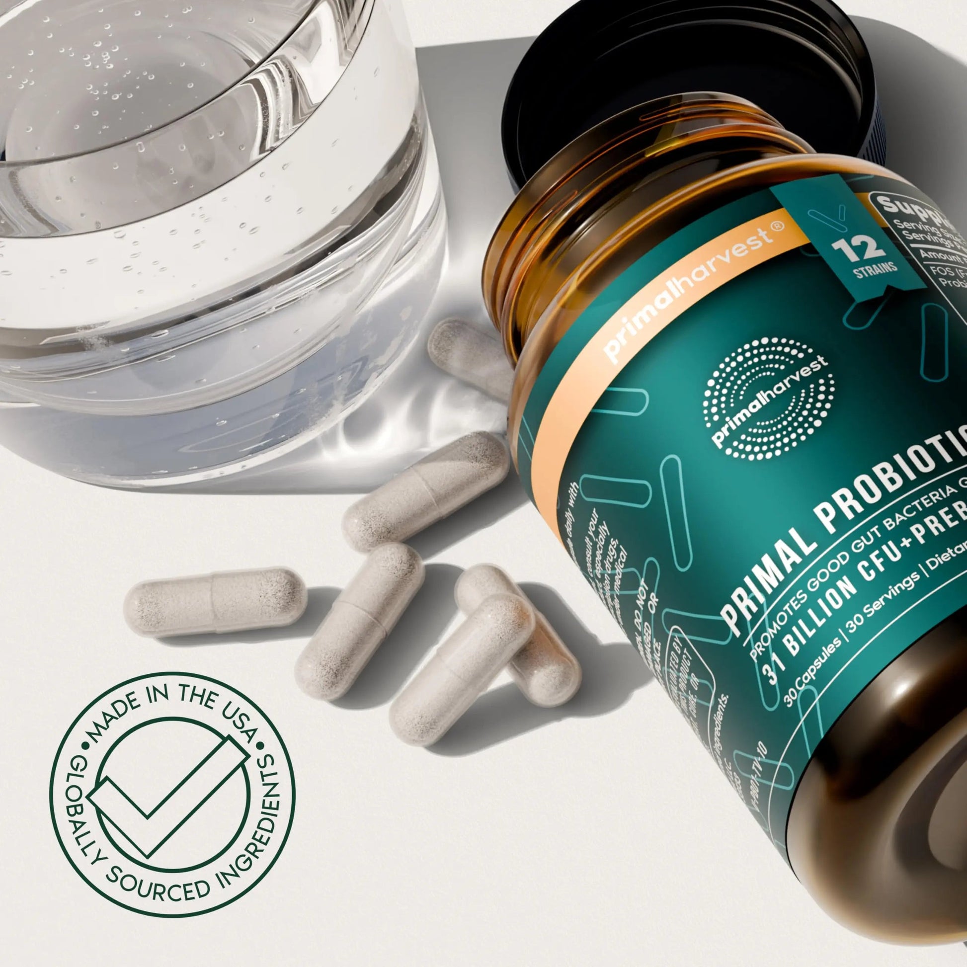 Primal Harvest Probiotics for Women & Men Daily Probiotic Supplement with 12 Strains for Gut & Digestive Health 30 Capsules Primal HarvestBuy Supplements Australia