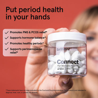 Brilliant Connect Period Health Supplement – Promotes Relief from Cramps, Fatigue Feel Brilliant