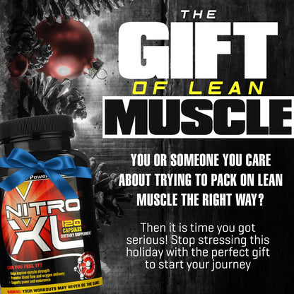 Nitro XL | Nitric Oxide Bodybuilding Supplement – with L-Arginine | Build Muscle Mass – Get Ripped – Boost Performance – Increase Endurance & Stamina – Intensify Your Workout | 120 caps