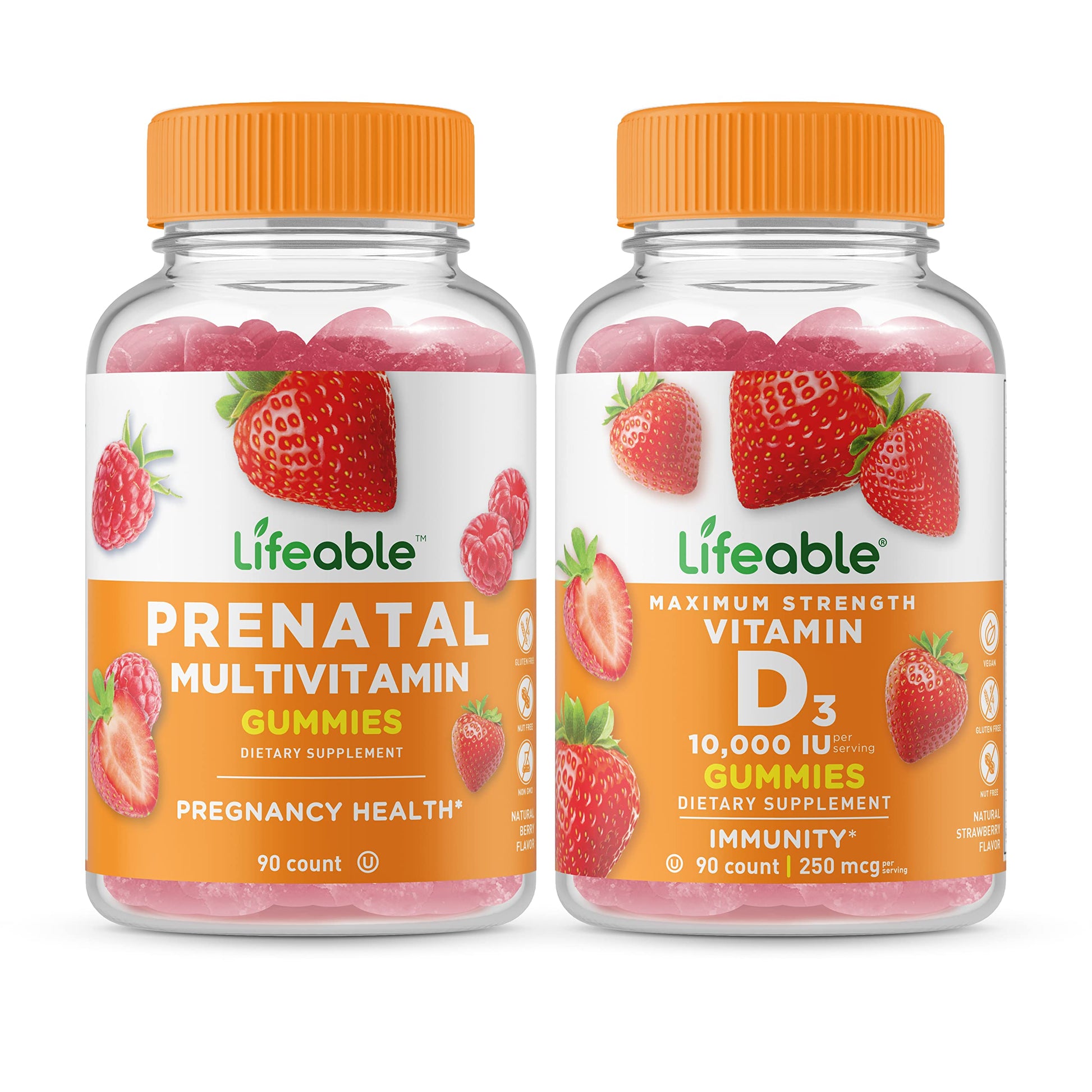 Lifeable Women's Prenatal Multivitamin + Vitamin D 10000 IU, Gummies Bundle - Great Tasting, Vitamin Lifeable