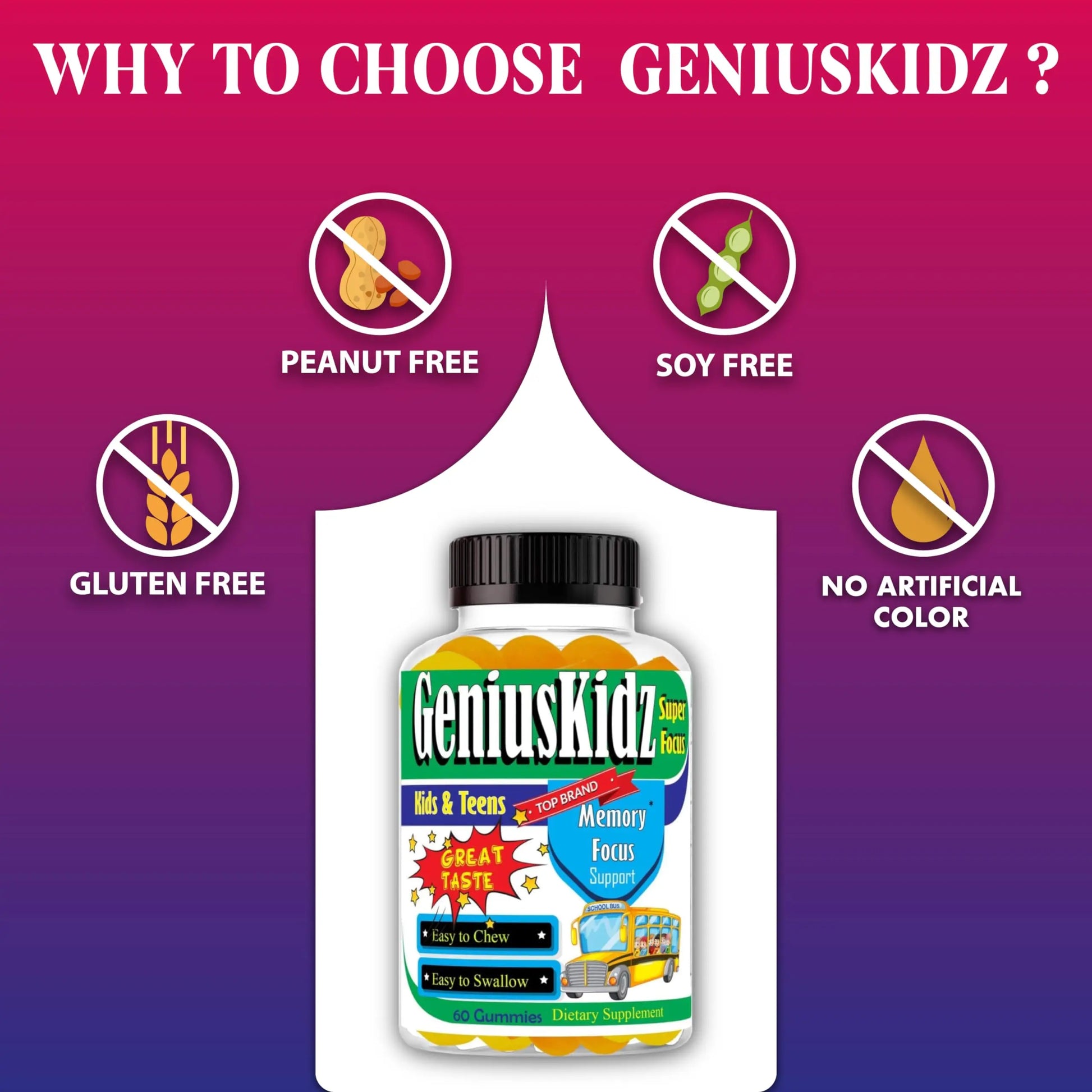 Celebrity Lifestyle Product Brain Support Focus Supplement for Kid and Teens Omega 3 Gummy Vitamin Memory and Attention, Brain Booster, Kid Focus Attention Supplement(1 Bottle) DHA 60ct Celebrity LifeStyle Product buy supplements Au