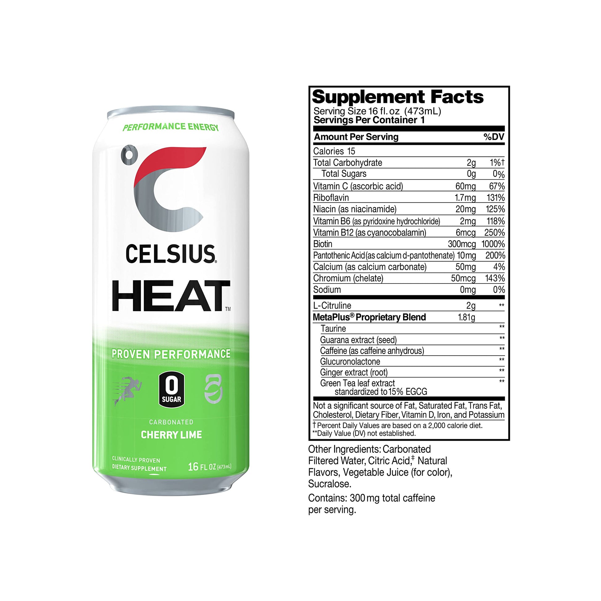 CELSIUS HEAT Performance Energy Drink, Cherry Lime, 16 Fl Oz (Pack of 12) CELSIUSBuy Supplements Australia