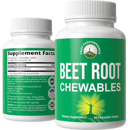 Beet Chews - Great Tasting Beets Chewables With No Added Sugar - Better Than Gummies Peak Performance