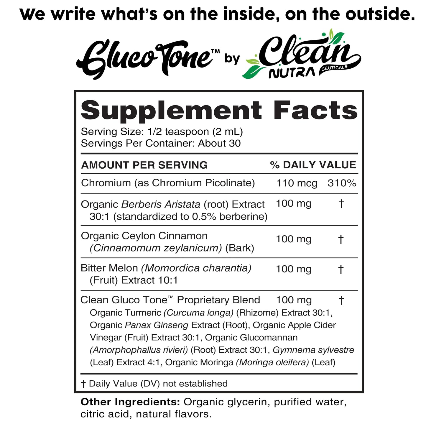 Clean Nutra Berberine with Ceylon Cinnamon Supplement Liquid Drops + Bitter Melon Extract, Glucomannan, Gymnema, Chromium Clean Nutraceuticals