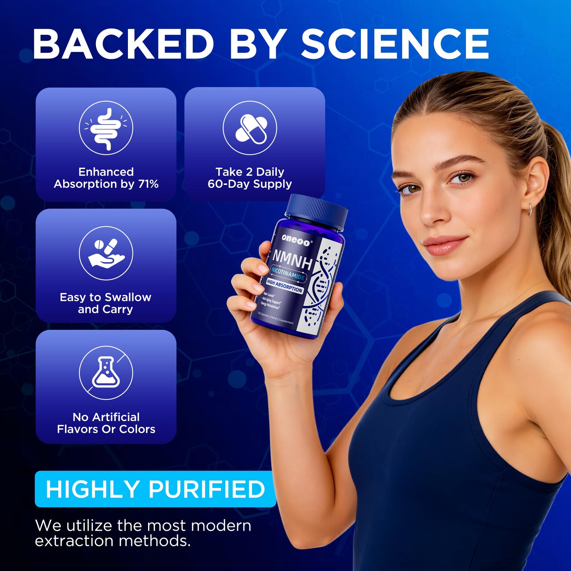 Oneoo NMNH Supplement with NAD Supplement Maximum Potency with Resveratrol & Pterostilbene, CoQ10 & Black Pepper, for Cellular Energy, Anti-Aging Support, Sirtuin Activation & Methylation Support, 120 OneooBuy Supplements Australia