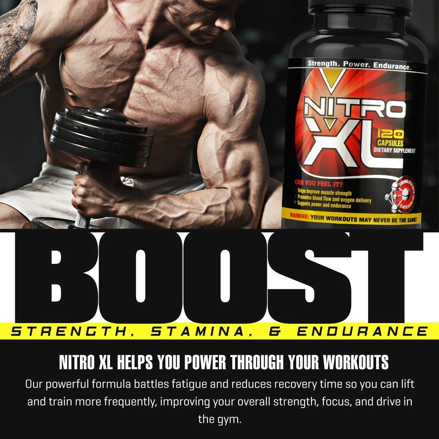 Nitro XL | Nitric Oxide Bodybuilding Supplement – with L-Arginine | Build Muscle Mass Nitro XL
