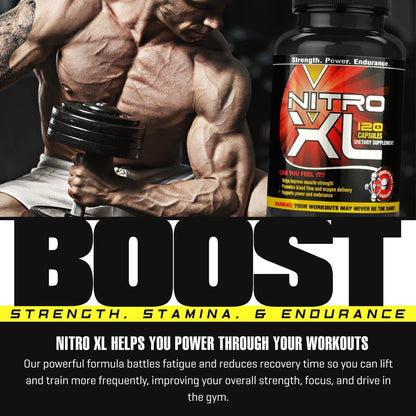 Nitro XL | Nitric Oxide Bodybuilding Supplement – with L-Arginine | Build Muscle Mass Nitro XL
