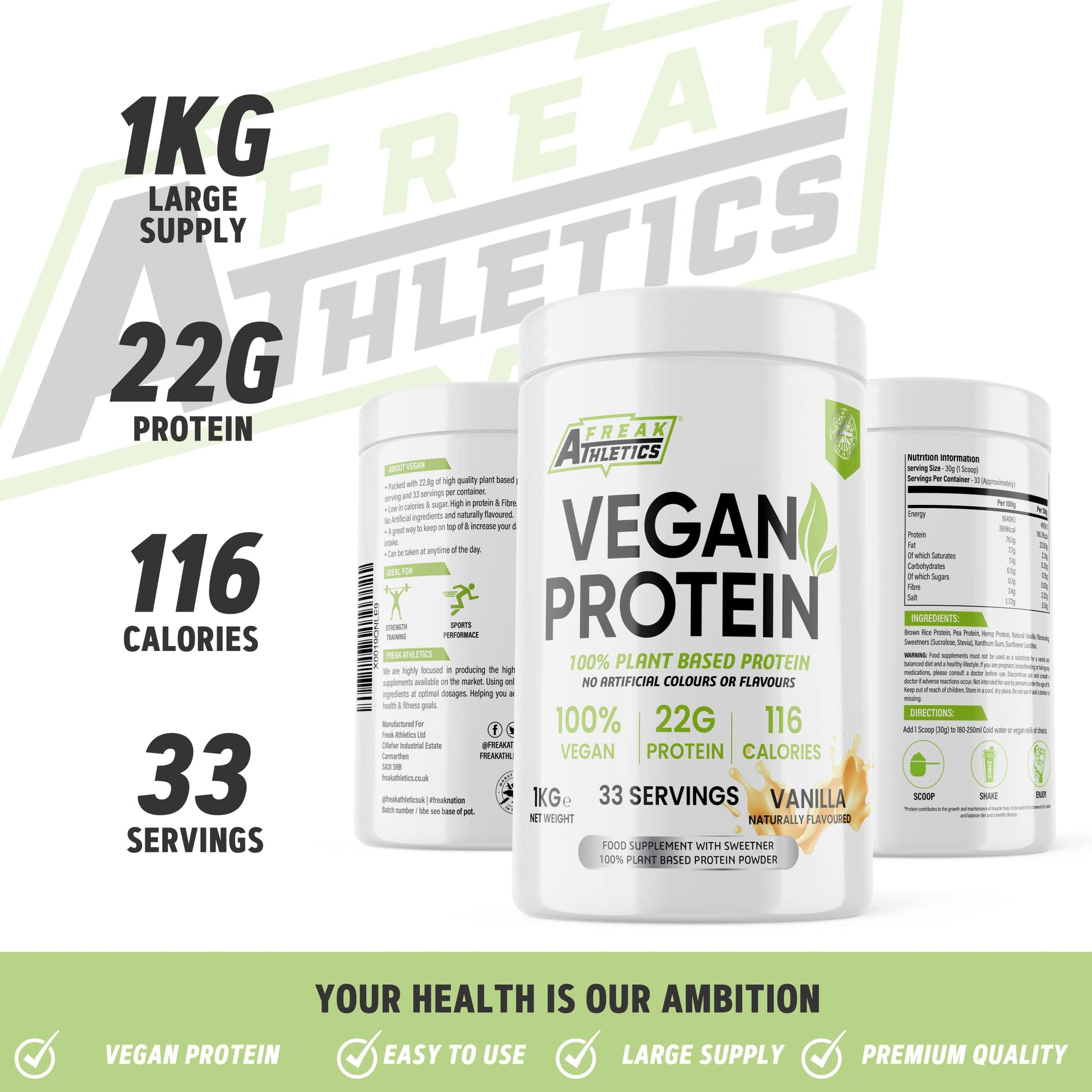 Vegan Protein Powders - Plant Based Vegan Protein Powder 1kg Soy Free Protein Powder Freak Athletics