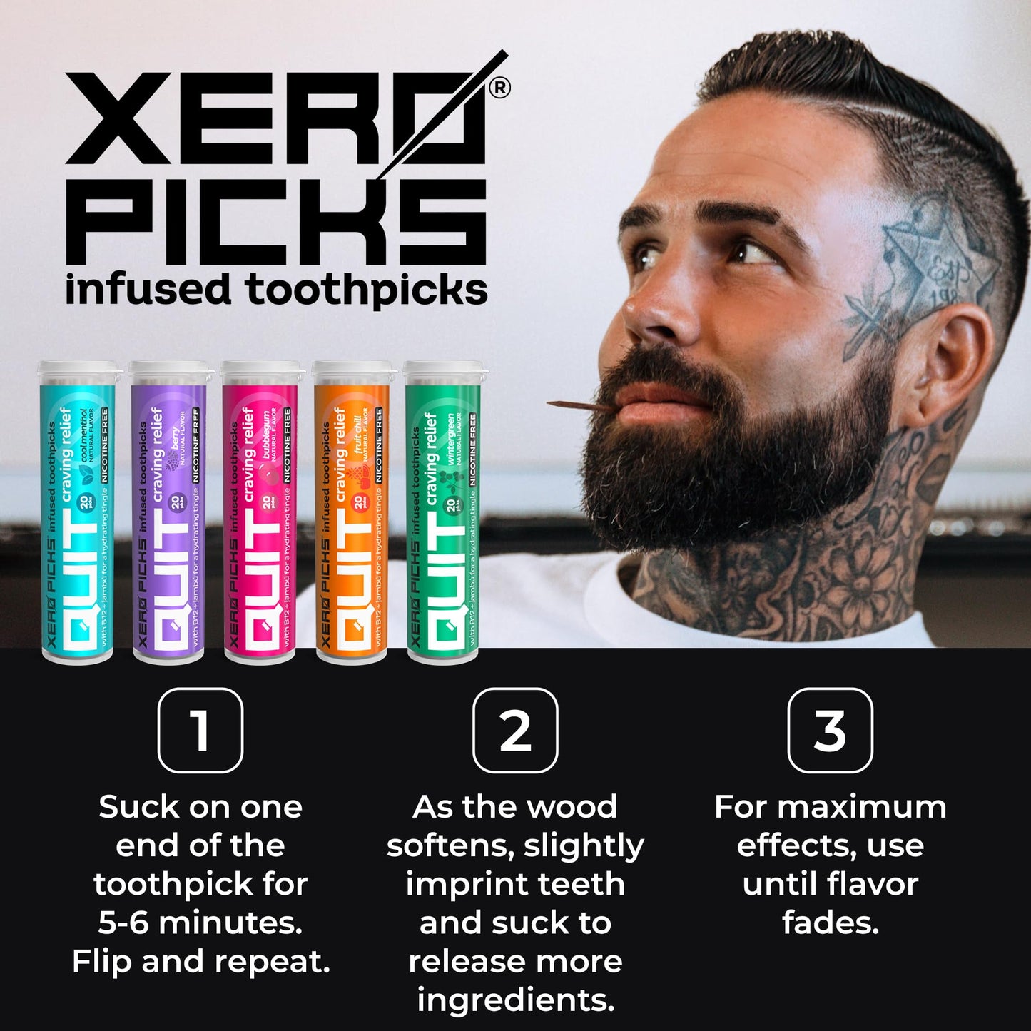 Xero Picks Infused Flavored Toothpicks to Help Quit Smoking - Nicotine Xero Picks