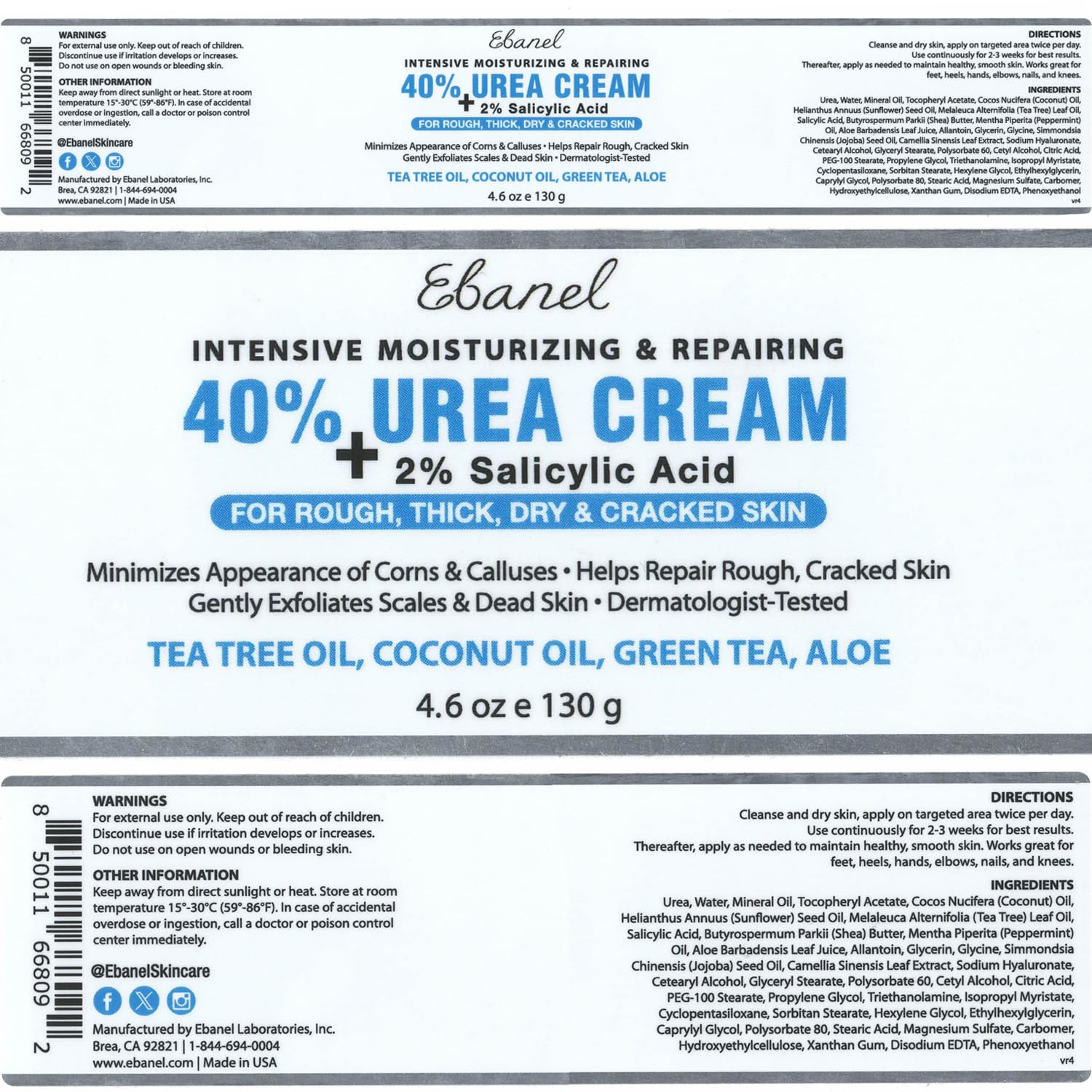 Ebanel Bundle of 40% Urea Cream 4.6 Oz, and Fungus Treatment 1 Oz Ebanel buy supplements Au