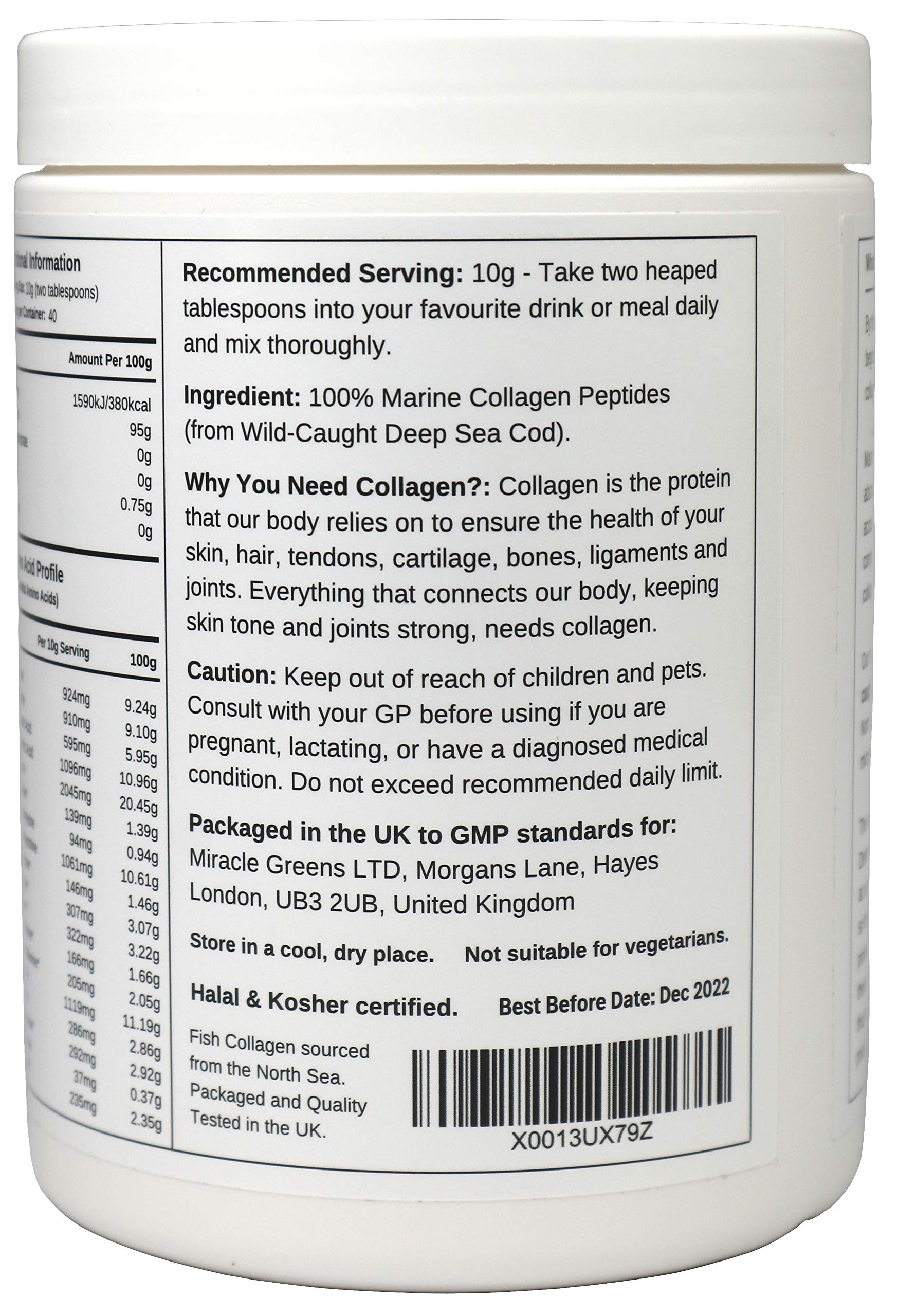 Marine Collagen Peptides (400g) | Hydrolysed from Wild Caught North SEA Cod Miracle GreensBuy Supplements Australia